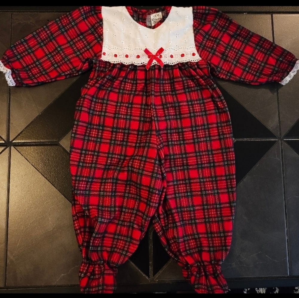 Plaid Red and White Kids One Piece